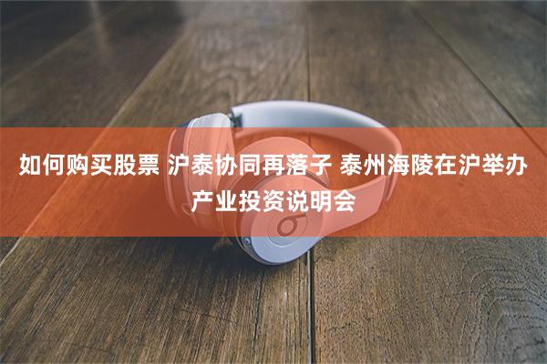 如何购买股票 沪泰协同再落子 泰州海陵在沪举办产业投资说明会