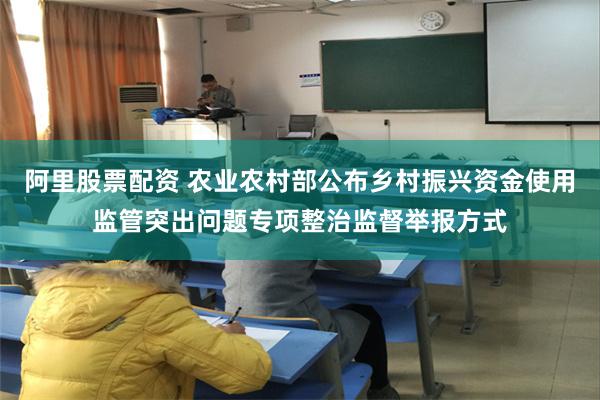 阿里股票配资 农业农村部公布乡村振兴资金使用监管突出问题专项整治监督举报方式