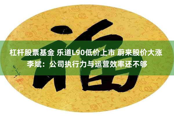 杠杆股票基金 乐道L90低价上市 蔚来股价大涨 李斌：公司执行力与运营效率还不够